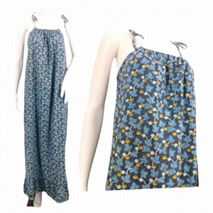 4/$45 ADORABLE Lingerie Blue Floral Sleeveless Maxi Length Dress size Medium